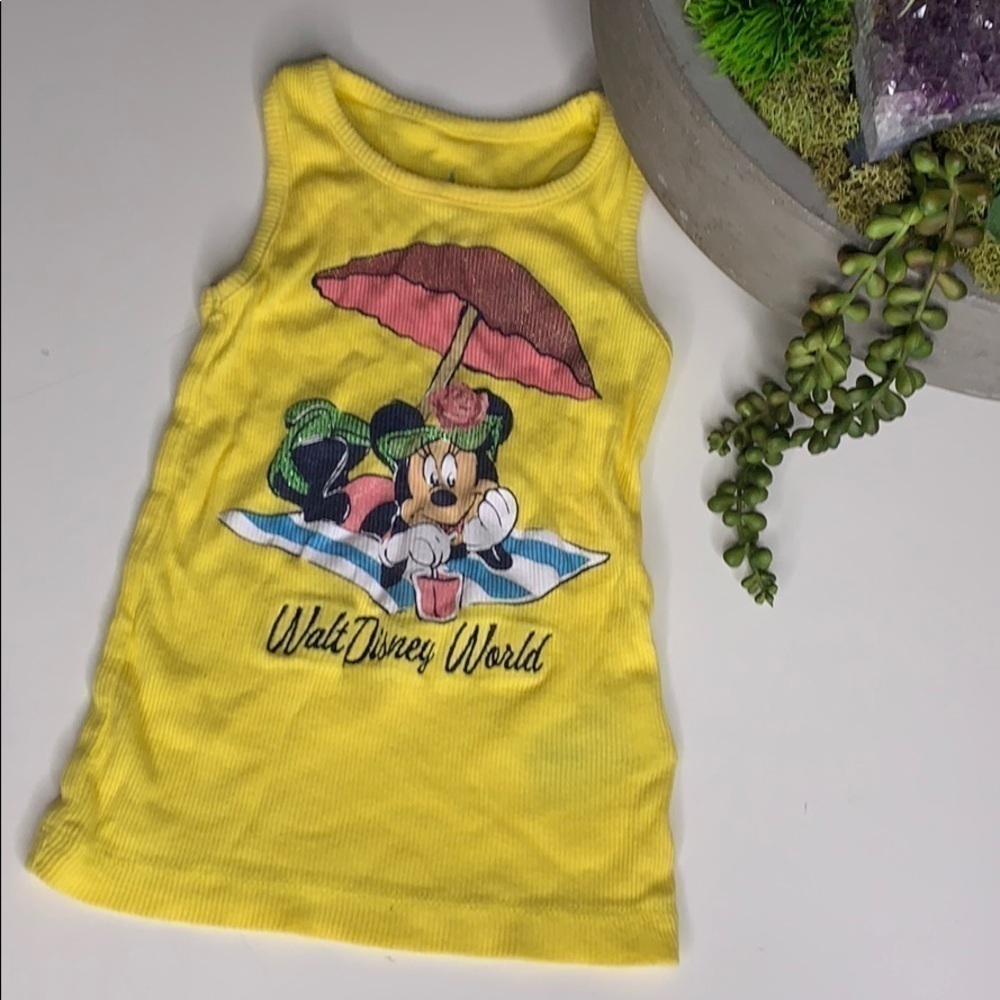 Vintage DISNEY Parks XXS Beach Mini Mouse Ribbed tank top yellow